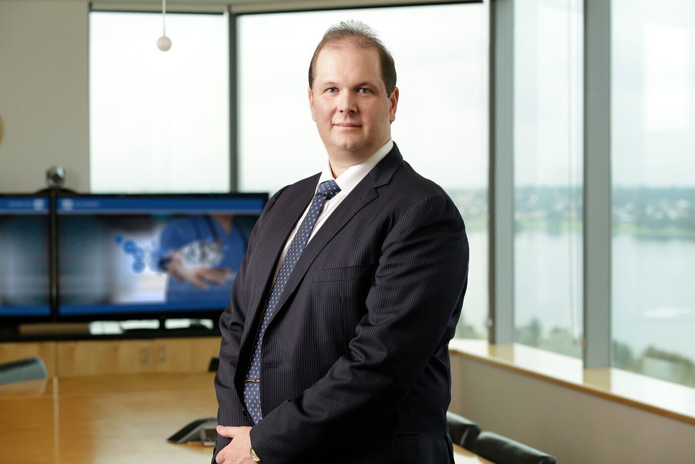 Nathan Buzza in the Alcidion executive boardroom during the company&rsquo;s ASX listing era.